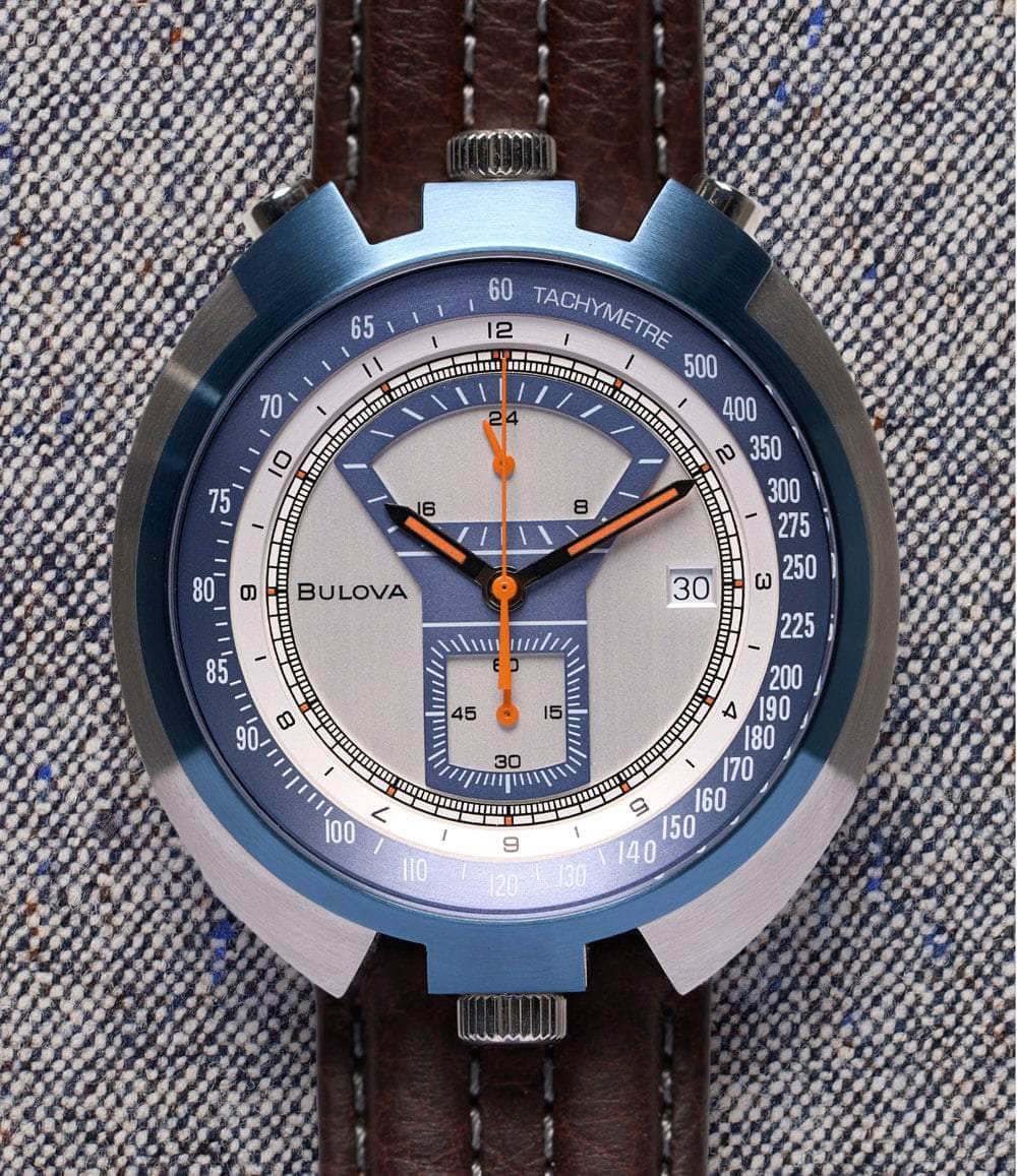 Bulova Watch Blue/Silver Parking Meter Chronograph