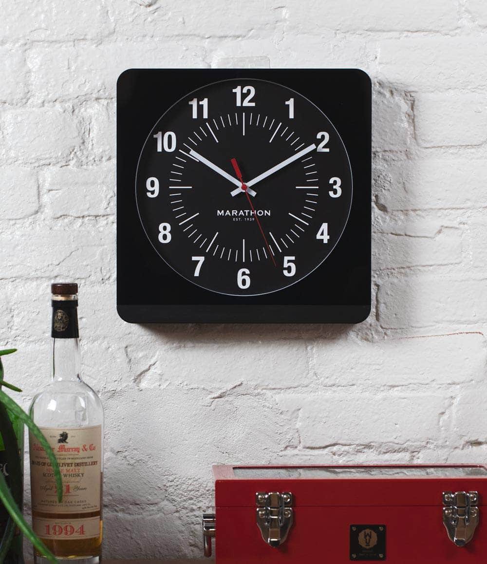 Marathon Clock Black / Black Studio Edition 12 Inch Wall Clock