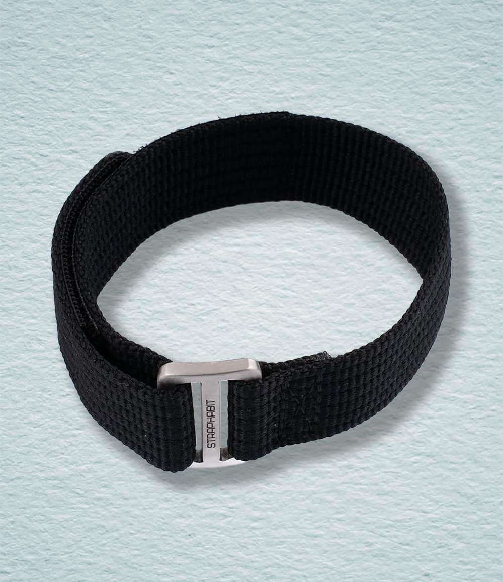 StrapHabit Strap 20mm / Black Hook and Loop Single Pass Watch Straps