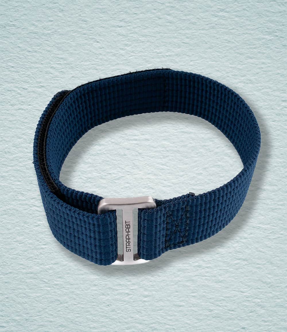 StrapHabit Strap 20mm / Navy Blue Hook and Loop Single Pass Watch Straps