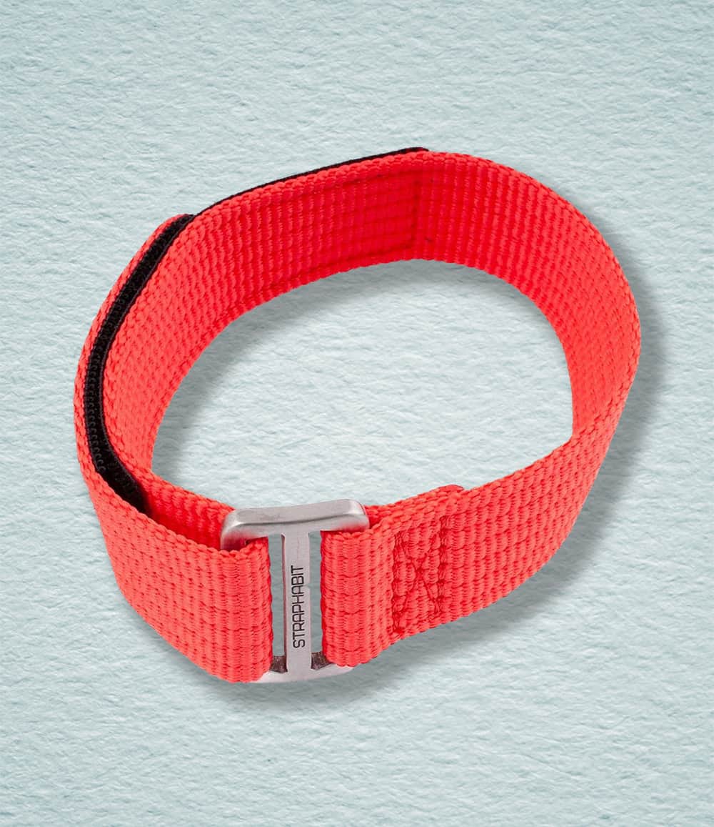 StrapHabit Strap 20mm / Coral Red Hook and Loop Single Pass Watch Straps
