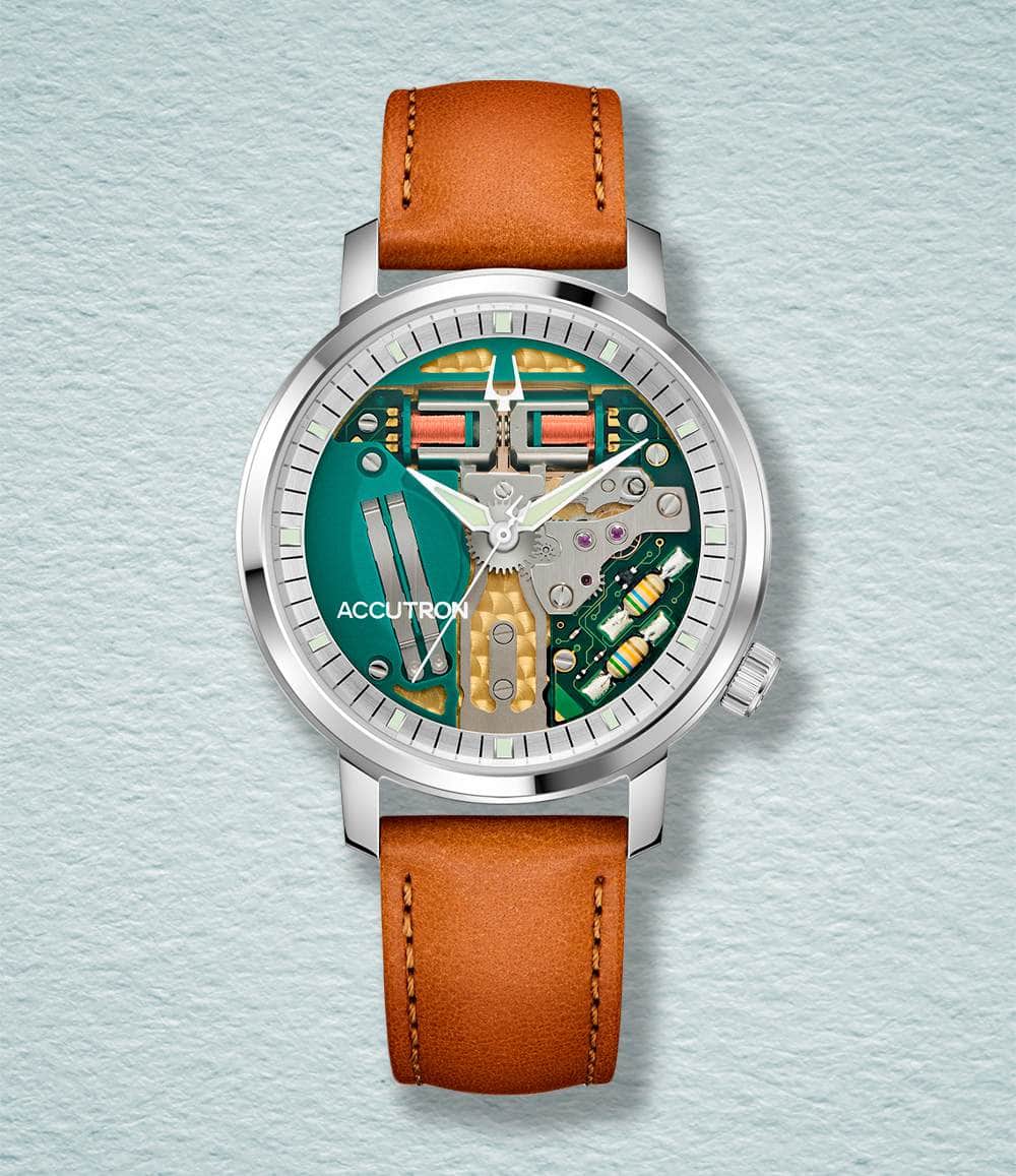 Accutron Watch Brown (904L Steel) Spaceview 314 - Tuning Fork