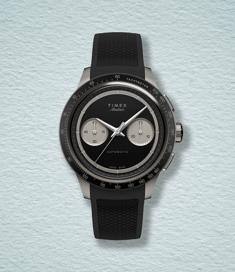 Timex Watch Rubber Strap Timex Atelier Chronograph Automatic M1a Ti 42mm