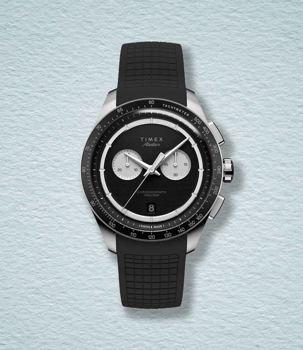 Timex Watch Rubber Strap Timex Atelier Chronograph Quartz M1q 40mm