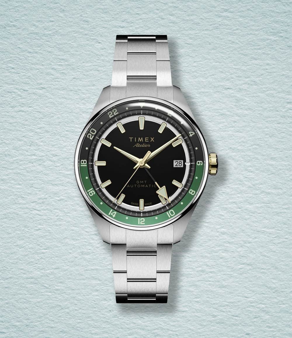 Timex Watch Stainless Steel Bracelet Timex Atelier GMT Première M1a Auto 38mm