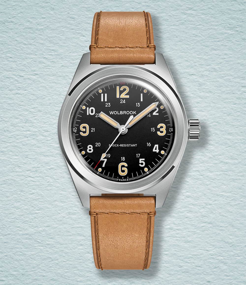 Wolbrook Watch Black Vintage Outrider Automatic No Date Field Watch