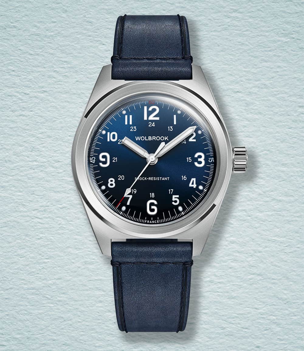 Wolbrook Watch Blue Outrider Automatic No Date Field Watch