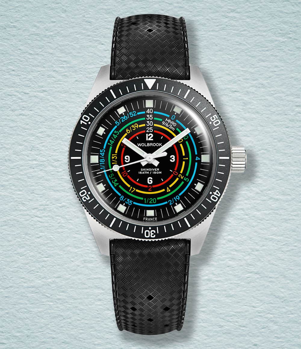 Wolbrook Watch Black Skindiver Decompression Automatic