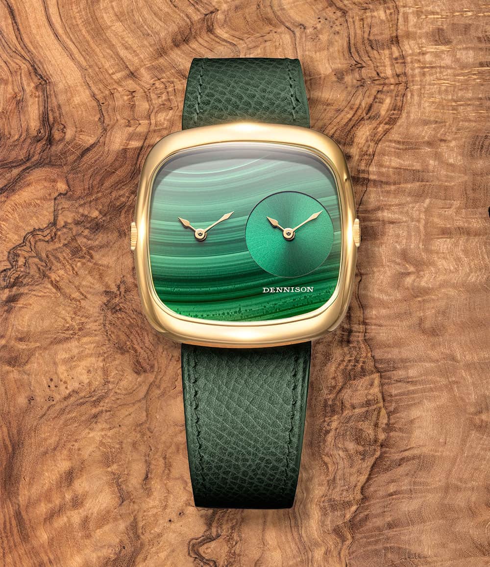 Dennison Watch Malachite & Green Sunray / Gold PVD Dennison ALD Dual Time Watches