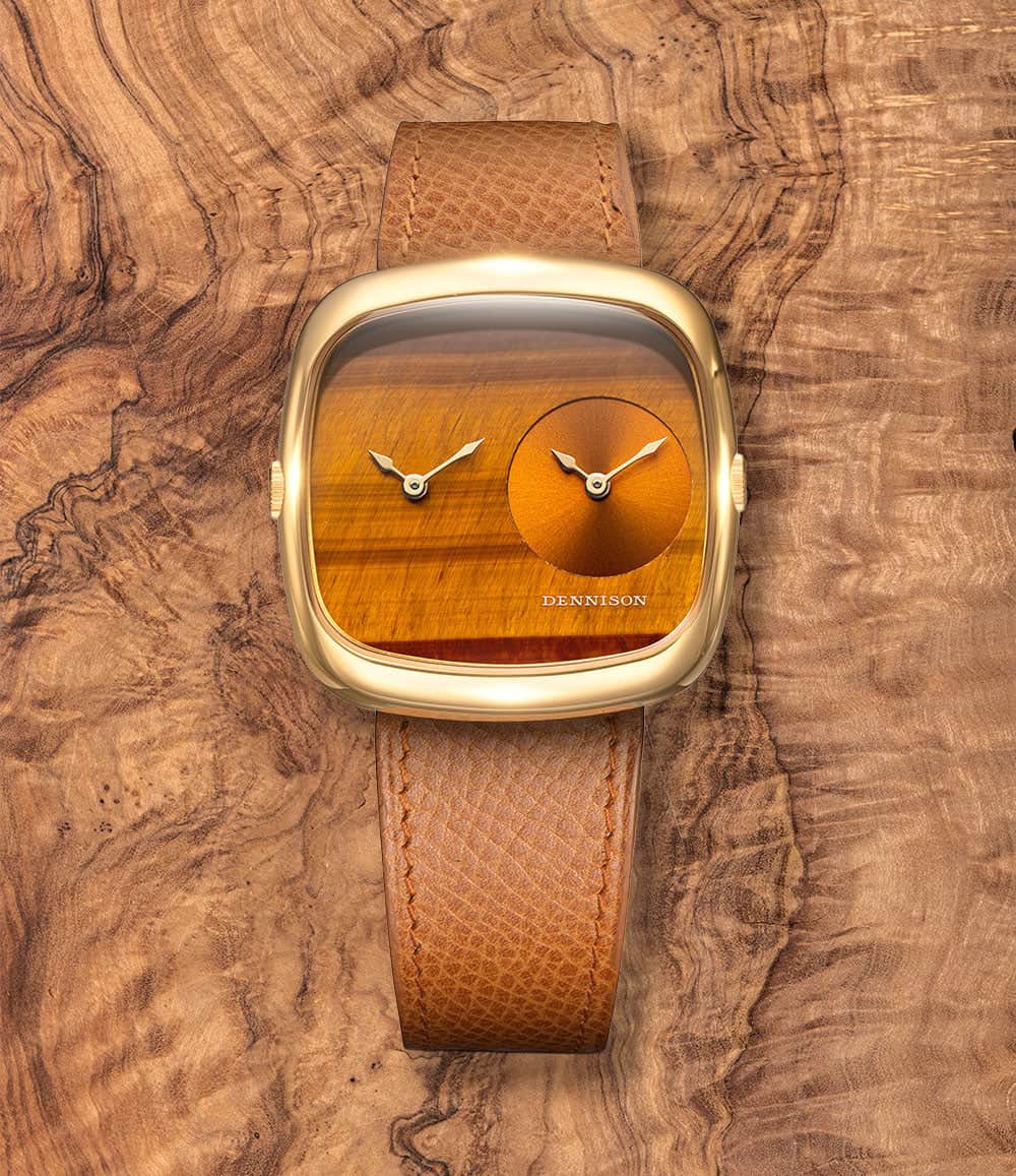 Dennison Watch Tiger Eye & Gold Sunray / Gold PVD Dennison ALD Dual Time Watches