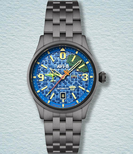 AVI-8 Watch Gunmetal Ace Flyboy CAPCOM 1942 Automatic Pixel Limited Edition