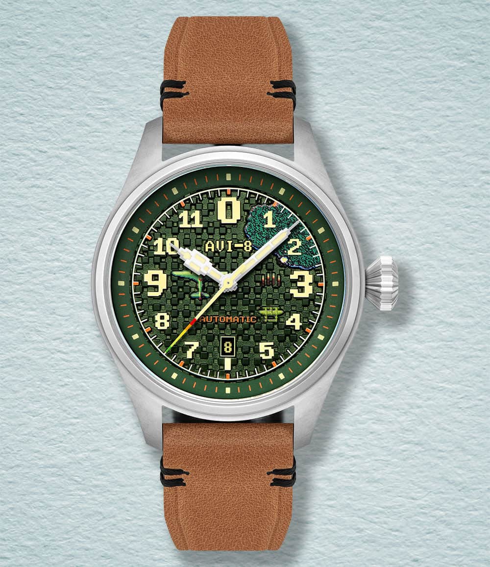 AVI-8 Watch Green Ace Clowes Automatic Capcom 1942 Pixel Limited Edition