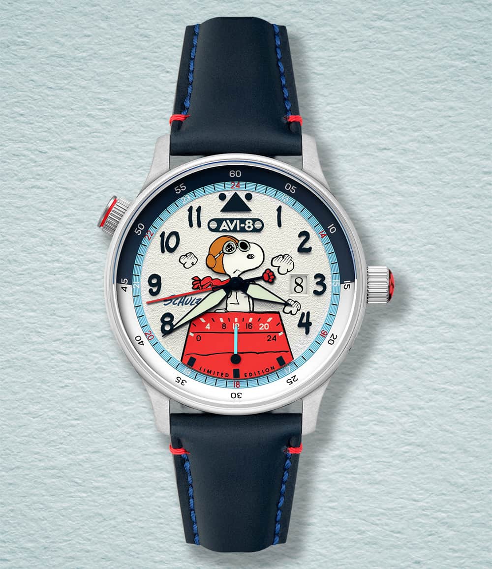 AVI-8 Watch Aero Blue AVI-8 Hawker Hurricane McKellar Dual Time Peanuts Snoopy Flying Ace Limited Edition