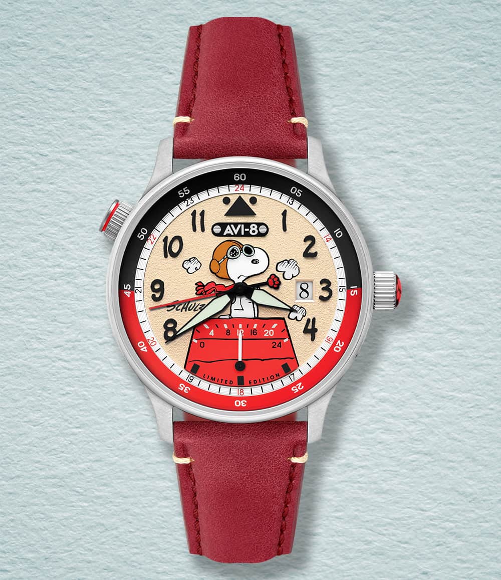 AVI-8 Watch Ruby Ace AVI-8 Hawker Hurricane McKellar Dual Time Peanuts Snoopy Flying Ace Limited Edition