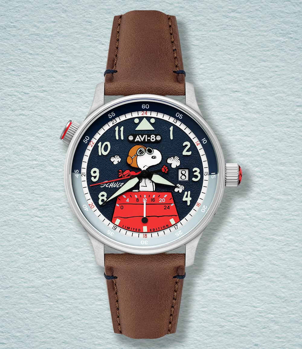 AVI-8 Watch Azure Aviator AVI-8 Hawker Hurricane McKellar Dual Time Peanuts Snoopy Flying Ace Limited Edition
