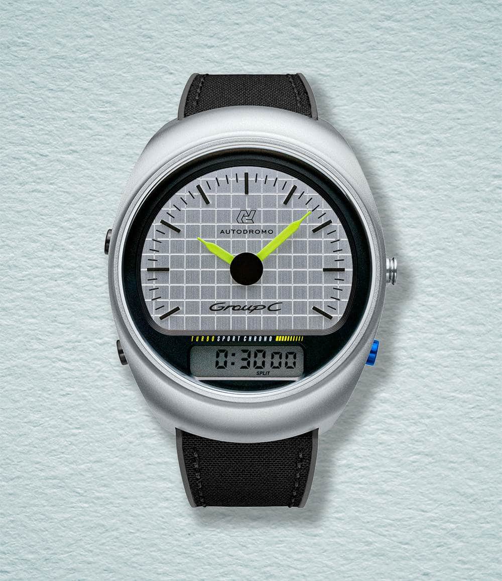 Autodromo - Instruments for Motoring Watches Silver Anodized Group C Turbo Sport Watch Collection