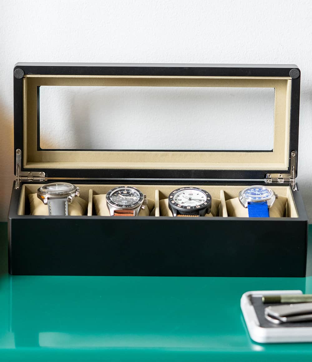 BeyBerk International Accessory Black Dani 4-Slot Watch Box