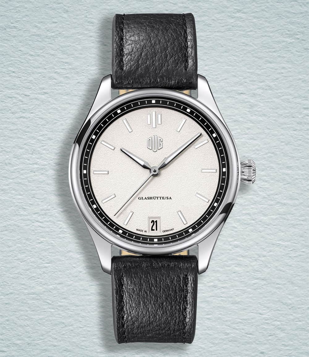 DUG Watch White / Date / Black Purist Type 1