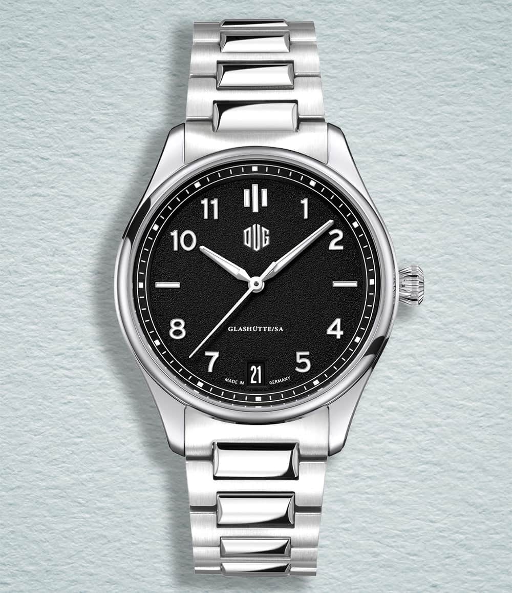 DUG Watch Black / Date / Bracelet Purist Type 2