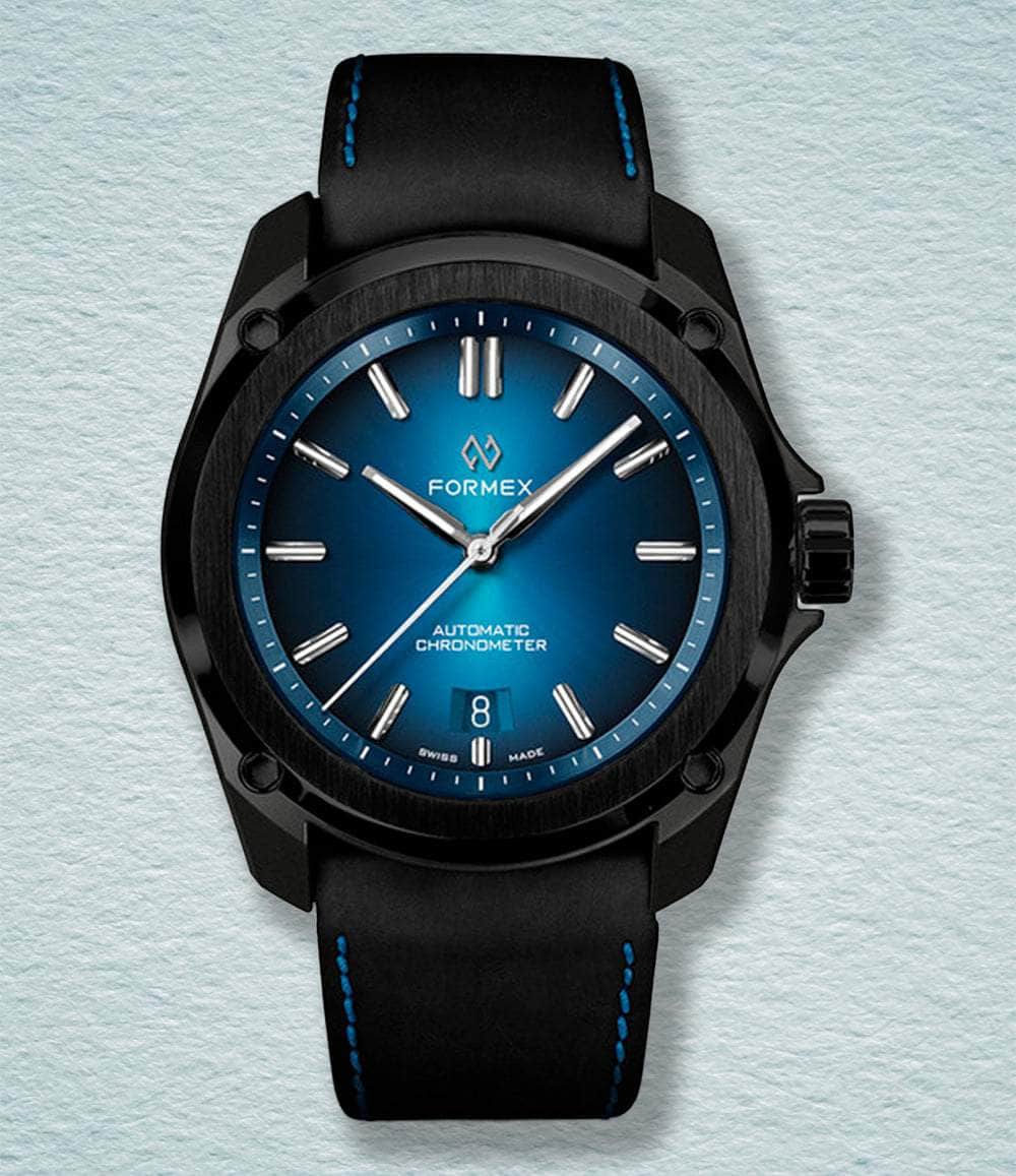 Formex Watch Electric Blue w/ Black Leather Blue Stitching - Preorder Essence Leggera 41mm