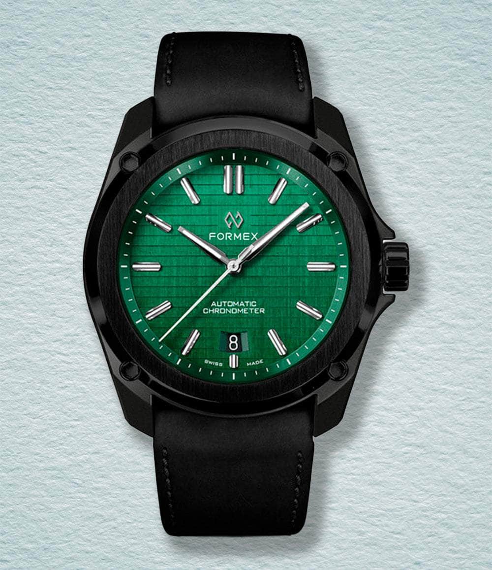 Formex Watch Mamba Green w/ Black Leather Essence Leggera 41mm
