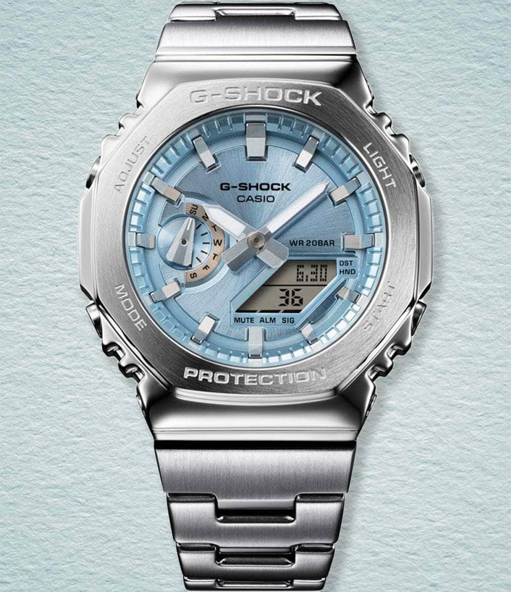 G-Shock Watch Light Blue Metal Covered GM2110D