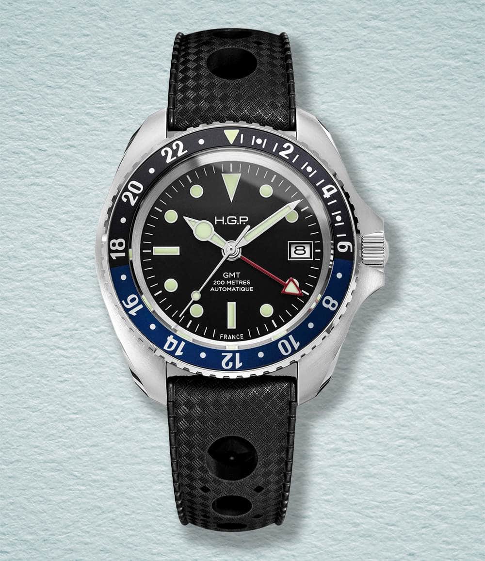 HGP Watch Black/Blue Diver GMT 200M Automatic