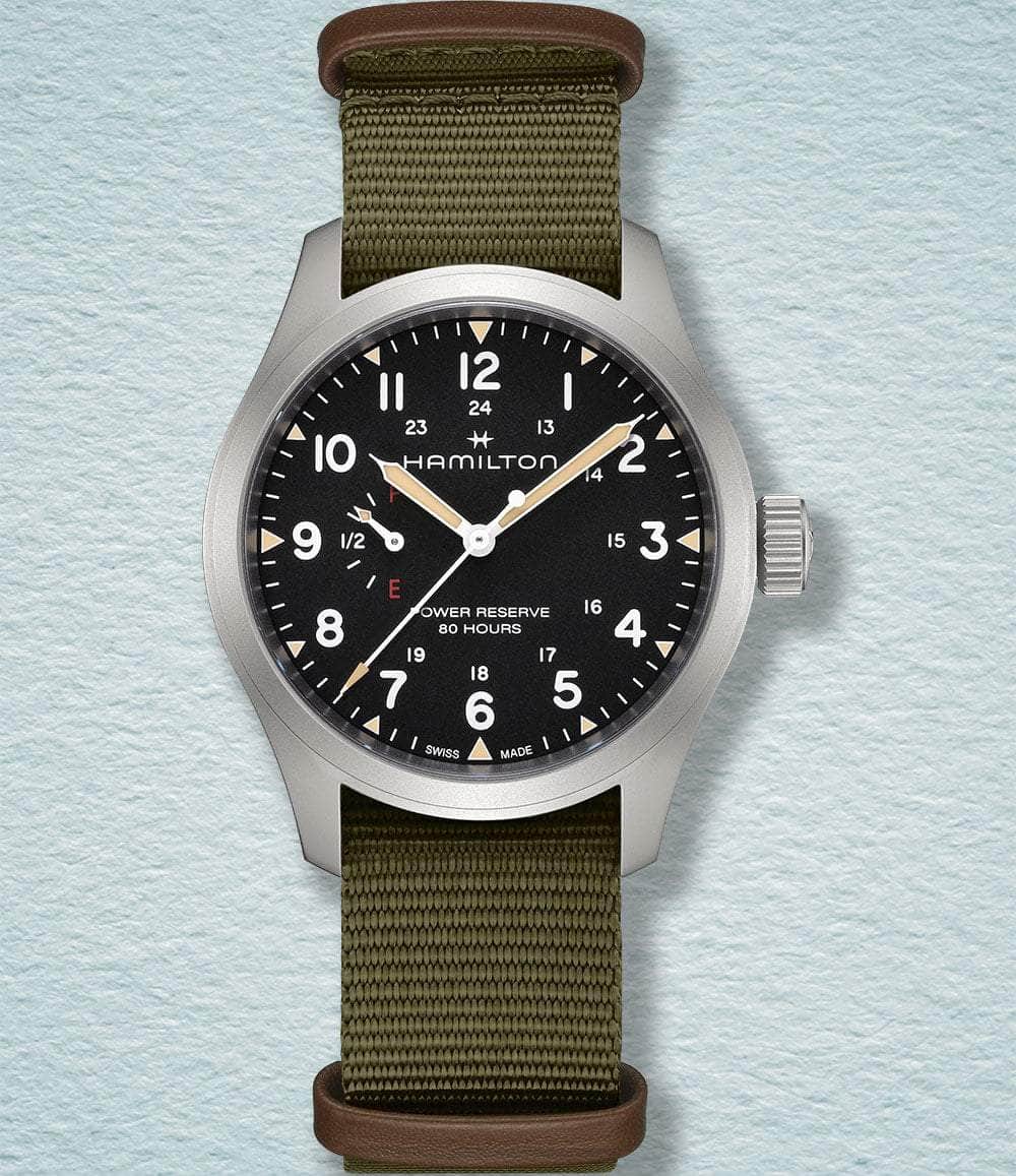 Hamilton Watch Black Khaki Field Mechanical Power Reserve 40 mm