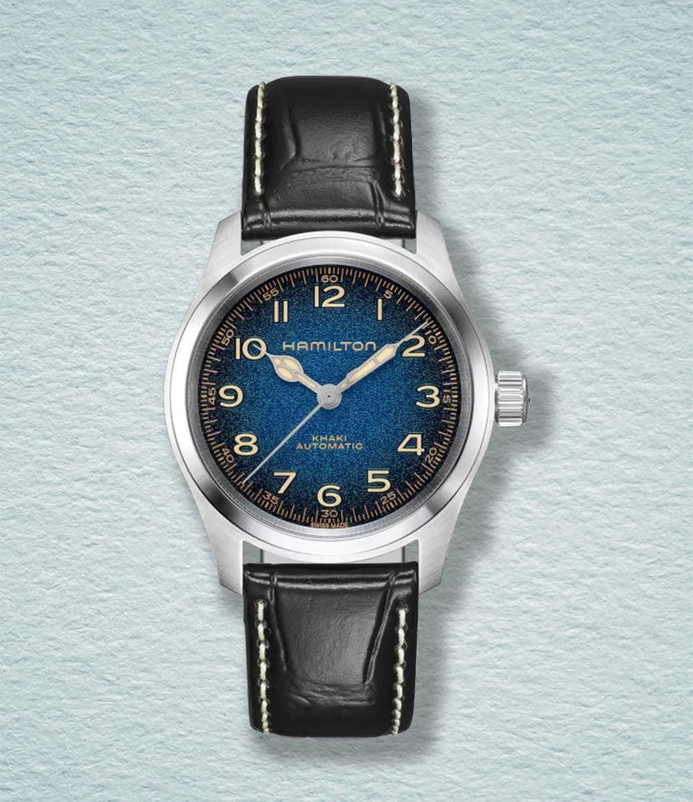 Hamilton Watch Leather Khaki Field Murph 38mm Blue