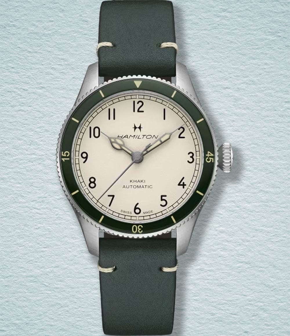 Hamilton Watch Green Khaki Aviation Pilot Pioneer 38mm