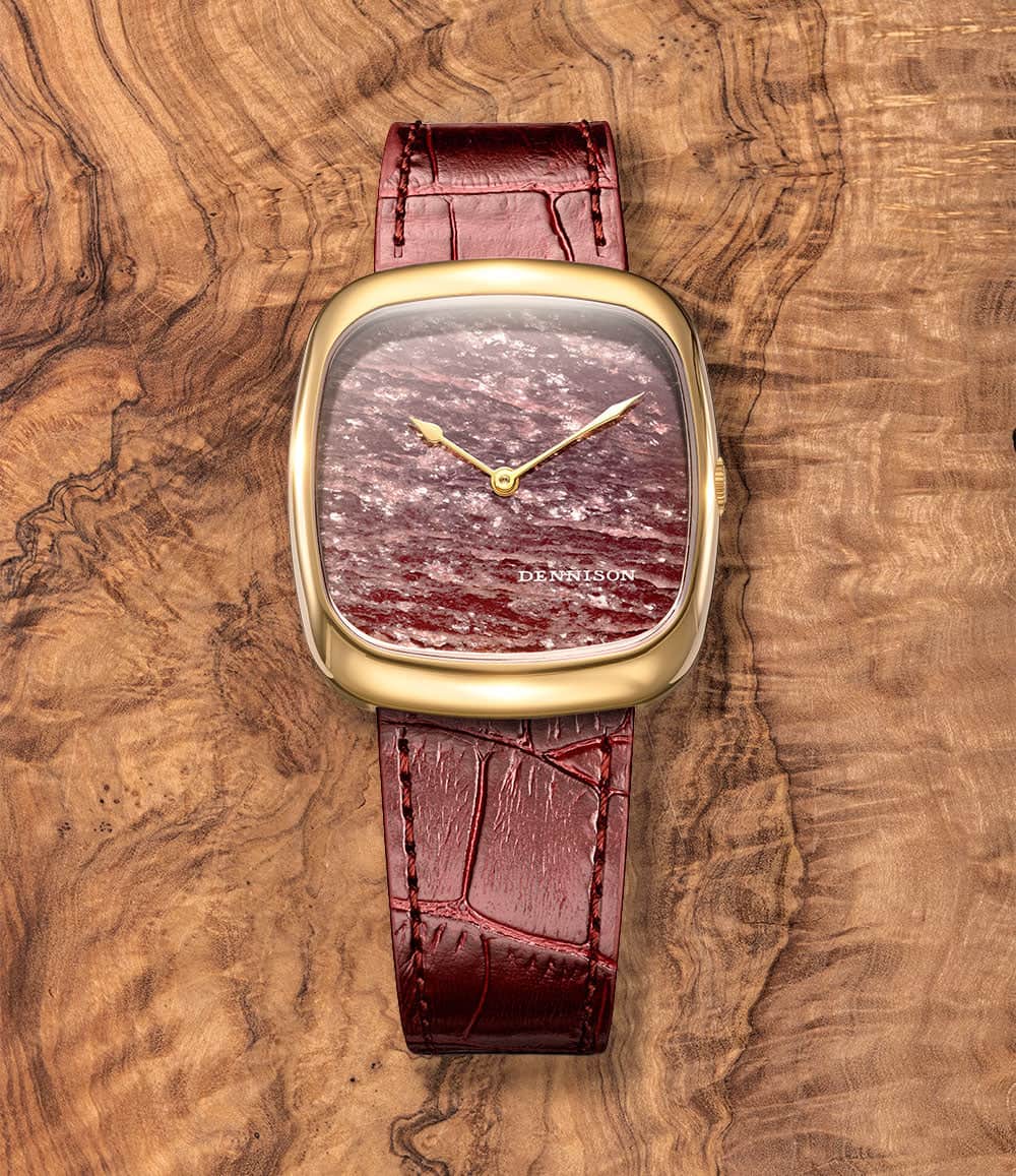 Dennison Watch Natural Rubellite Stone / Gold PVD Dennison ALD Stone Dial Watch Collection