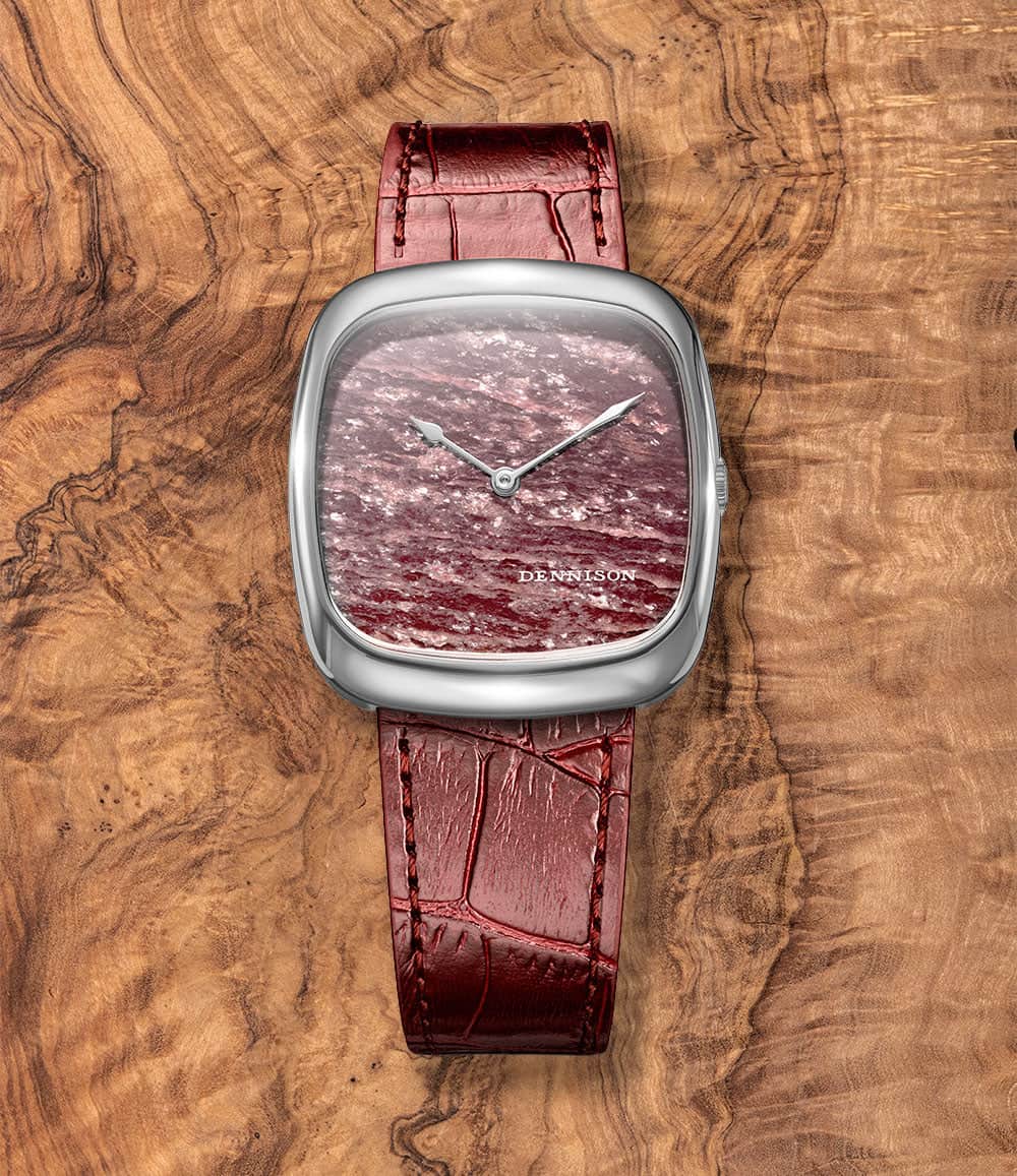 Dennison Watch Natural Rubellite Stone / Stainless Steel Dennison ALD Stone Dial Watch Collection