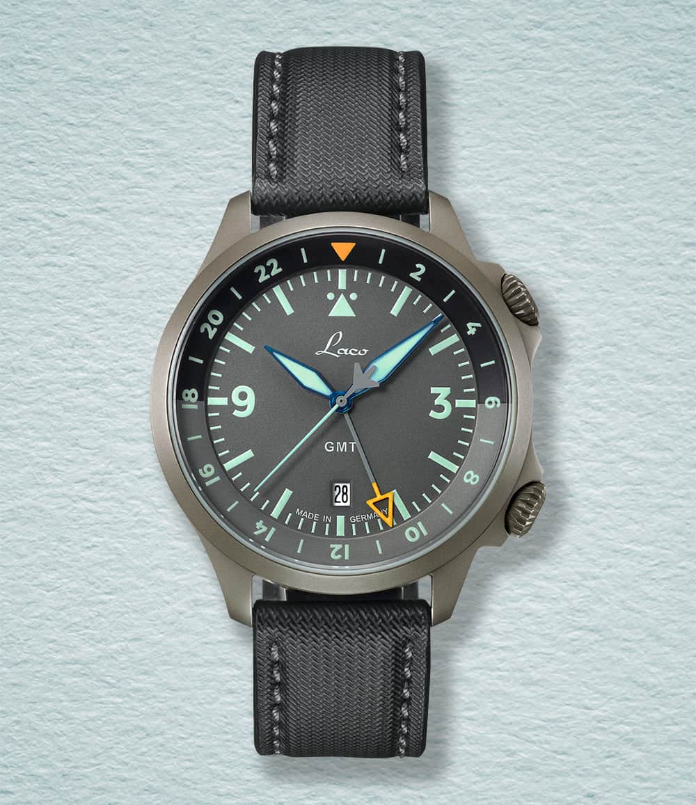 Laco Watch Schwarz (Black) Frankfurt GMT