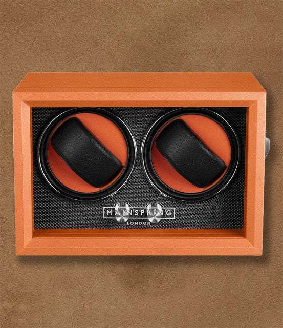 Mainspring London Accessory Retro Orange Guardian Dual Slot Watch Winder