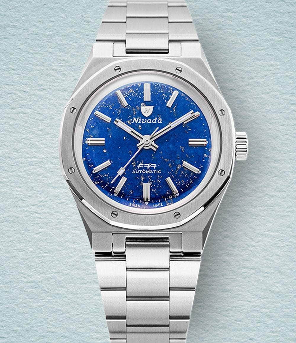 Nivada Grenchen Watch Lapis Lazuli (Stainless Steel) F77 Stone Dials