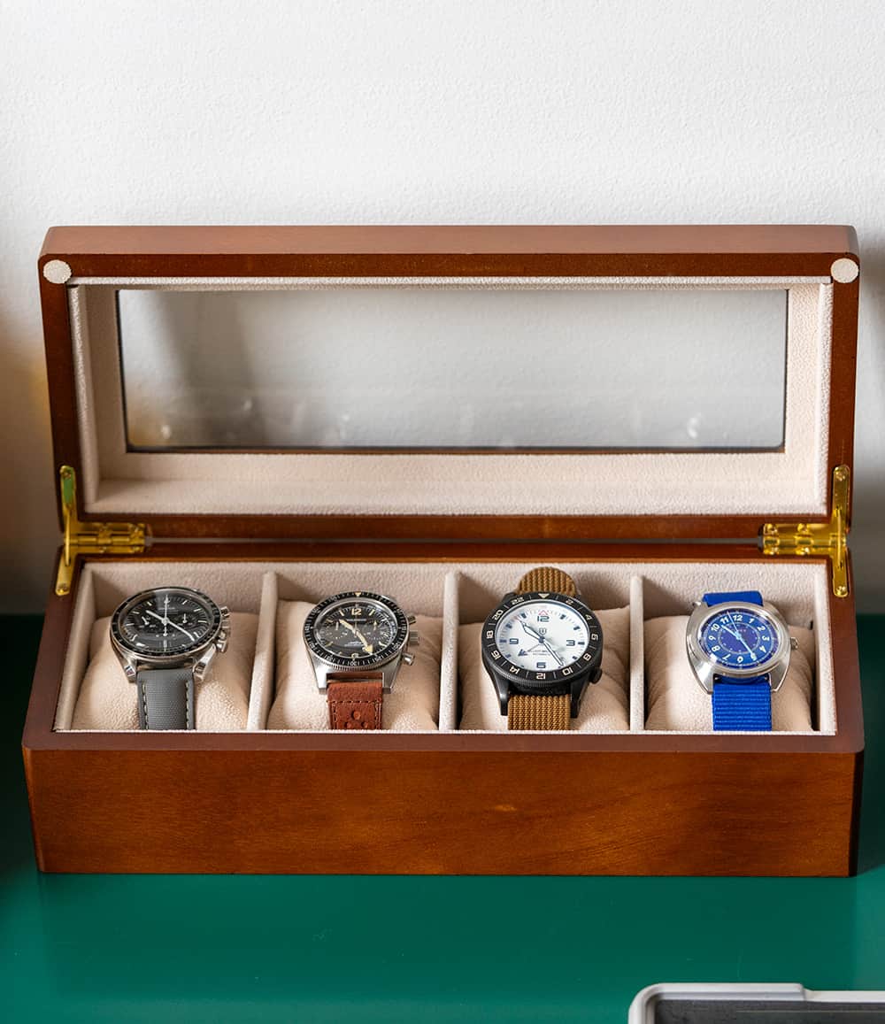 BeyBerk International Accessory Brown Dani 4-Slot Watch Box
