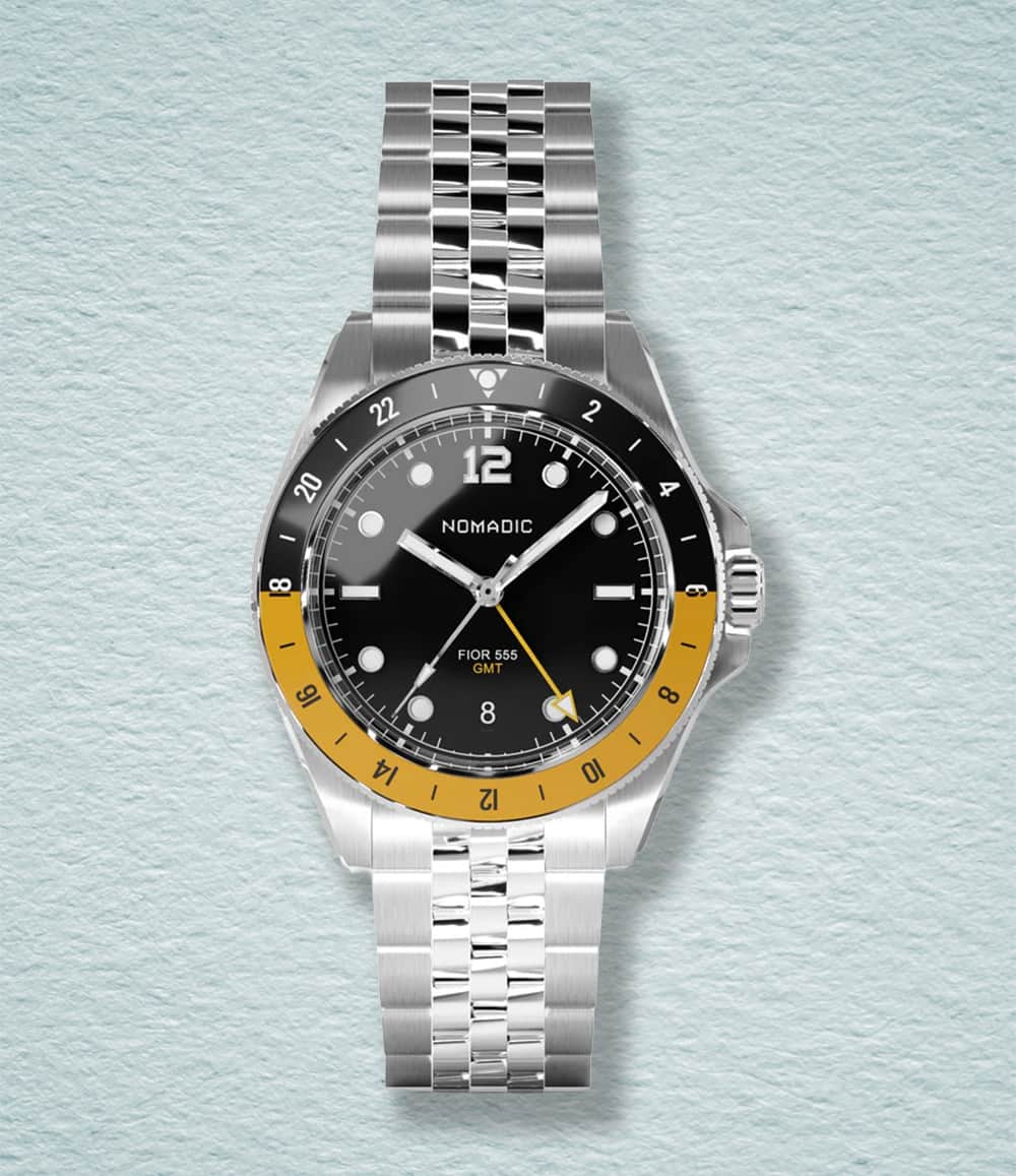 Nomadic Watch Shipyard Yellow Fior 555 GMT Watch Collection