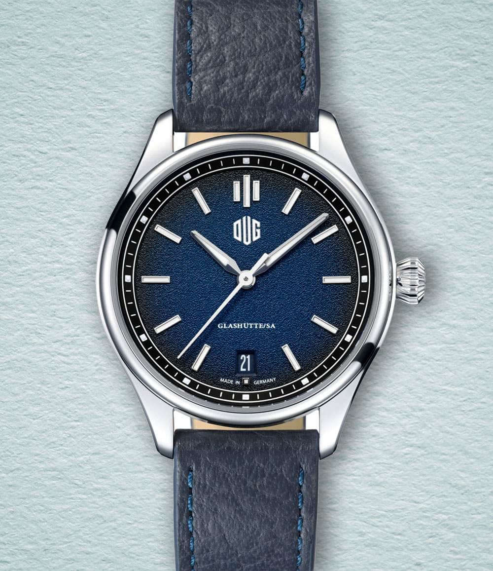 DUG Watch Blue / Date / Blue Purist Type 1 (37mm - Baton Indexes)