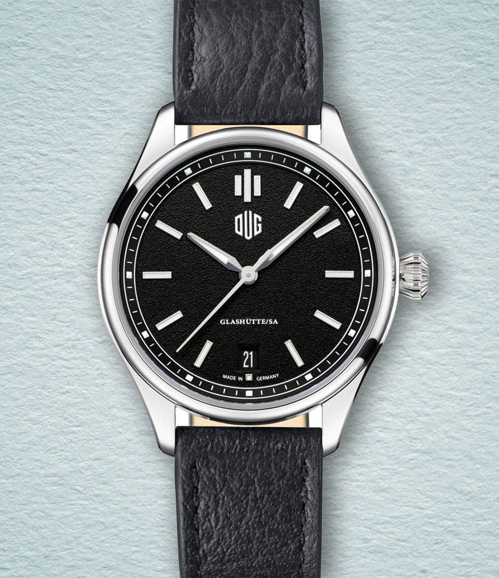 DUG Watch Black / Date / Black Purist Type 1 (37mm - Baton Indexes)