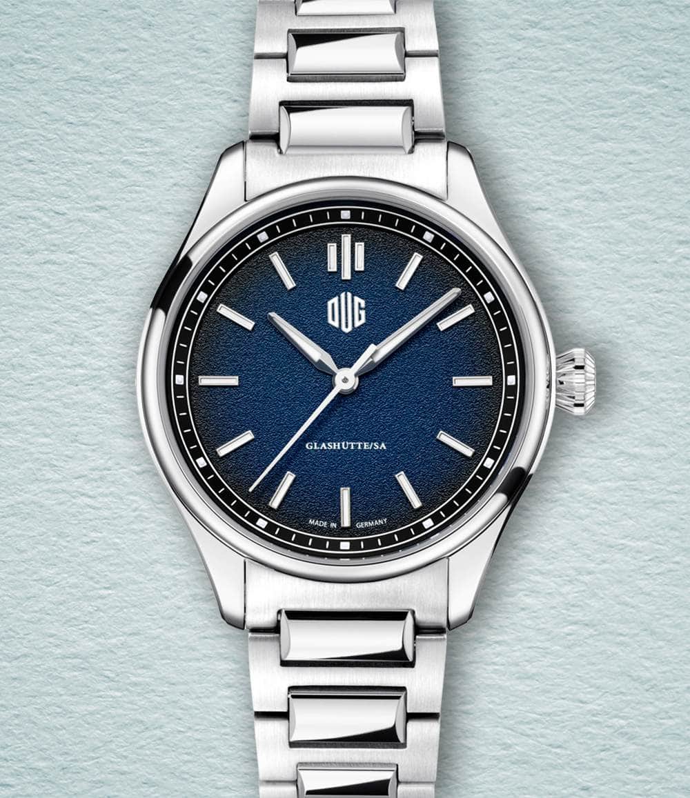 DUG Watch Blue / No-Date / Bracelet Purist Type 1 (37mm - Baton Indexes)