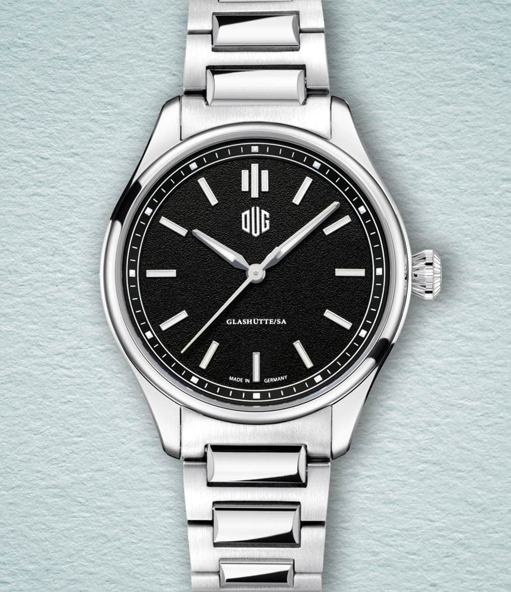DUG Watch Black / No-Date / Bracelet Purist Type 1 (37mm - Baton Indexes)