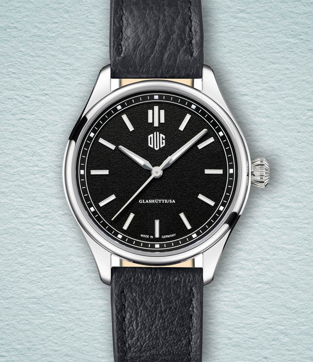 DUG Watch Black / No-Date / Black Purist Type 1 (37mm - Baton Indexes)