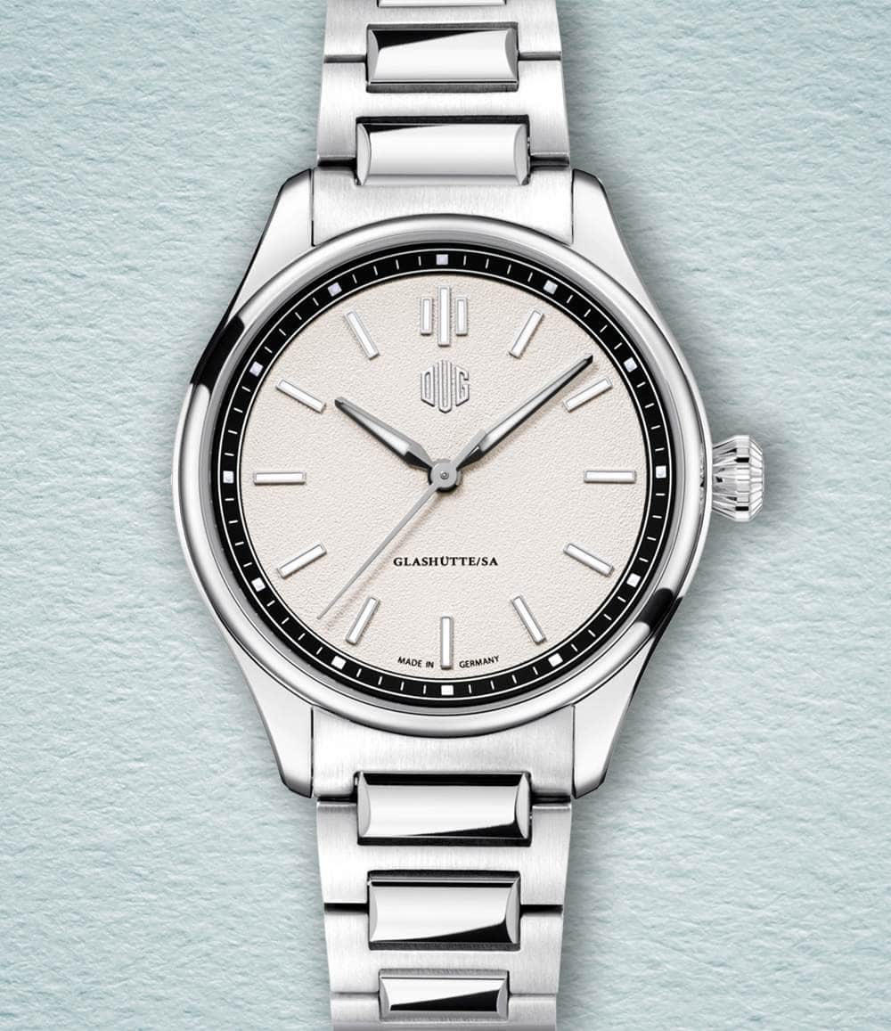 DUG Watch White / No-Date / Bracelet Purist Type 1 (37mm - Baton Indexes)