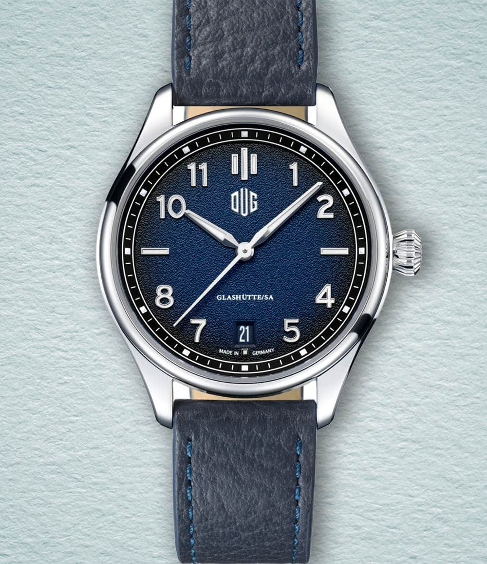DUG Watch Blue / Date / Blue Purist Type 2 (37mm - Numerals)
