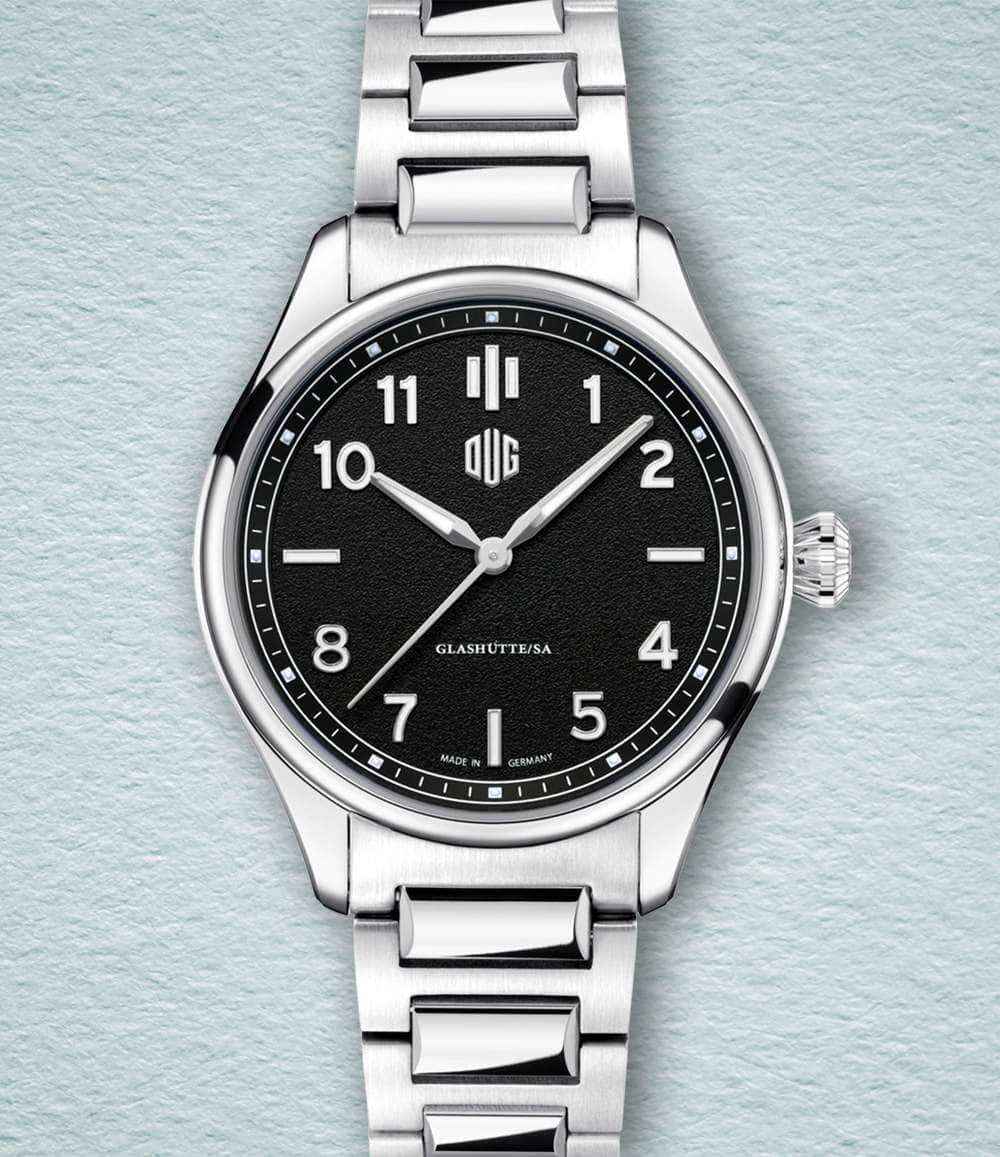 DUG Watch Black / No-Date / Bracelet Purist Type 2 (37mm - Numerals)