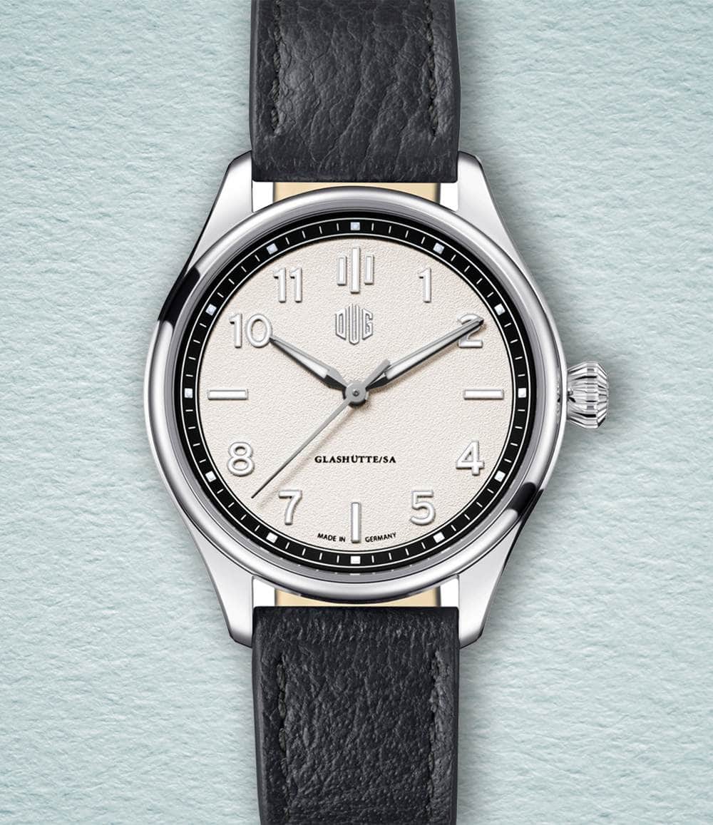 DUG Watch White / Date / Black Purist Type 2 (37mm - Numerals)