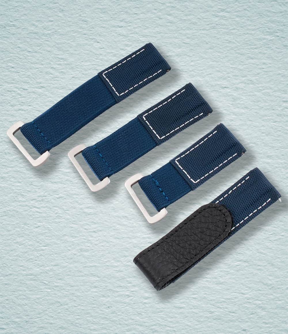 StrapHabit Strap 18mm / Blue Hook and Loop Elastic Quick Release Watch Straps