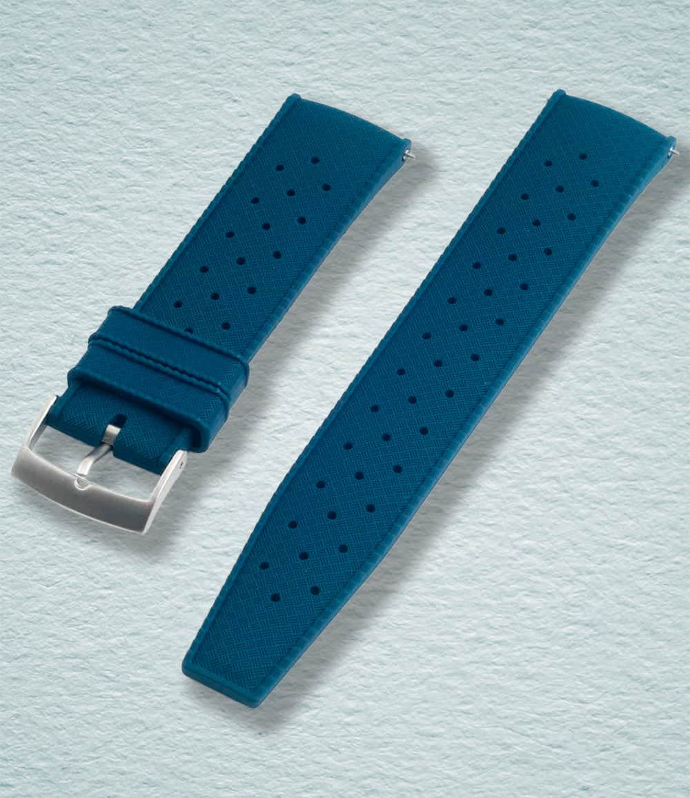 StrapHabit Strap 18mm / Blue Tropical Retro Style FKM Rubber Quick Release Watch Straps