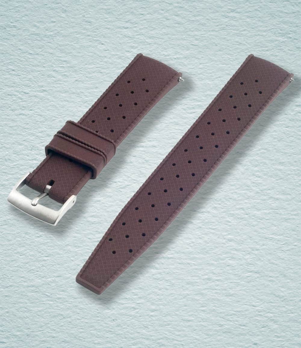 StrapHabit Strap 18mm / Brown Tropical Retro Style FKM Rubber Quick Release Watch Straps