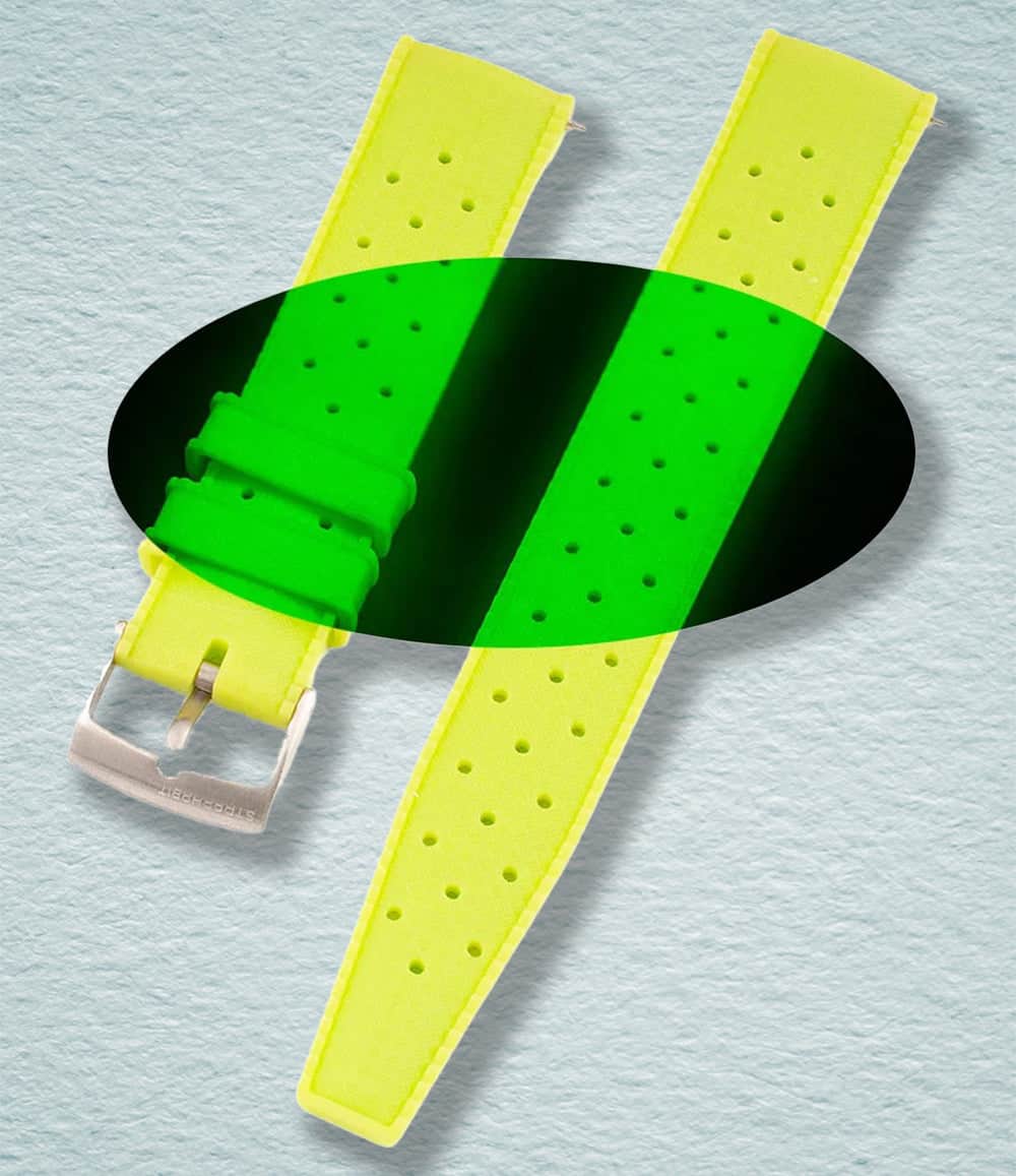 StrapHabit Strap 18mm / Lume Green Tropical Retro Style FKM Rubber Quick Release Watch Straps